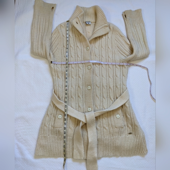 COLUMBIA Knit Long Cozy Mock Neck Button Down Cardigan Sweater Jacket - Picture 9 of 14